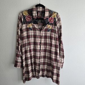 Johnny Was Embroidered Plaid Tunic Sz Small